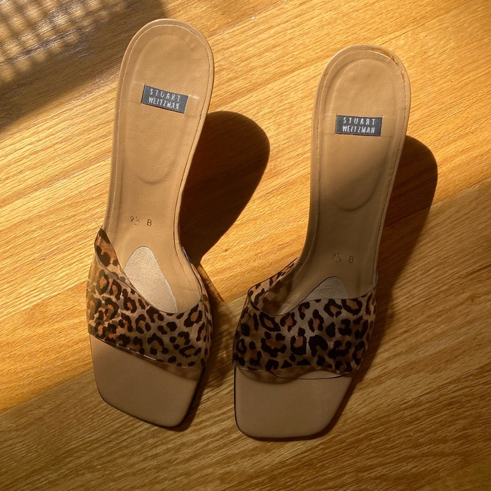 Stuart Weitzman leopard kitten heels